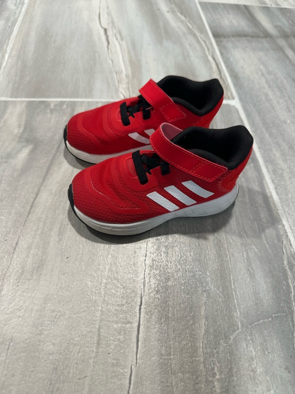 adidas Red Kids Sneakers with White Stripes